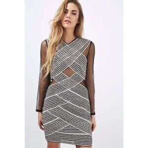 Topshop Long Sleeve Net/Mesh Bandage Bodycon Dress - Size US 6